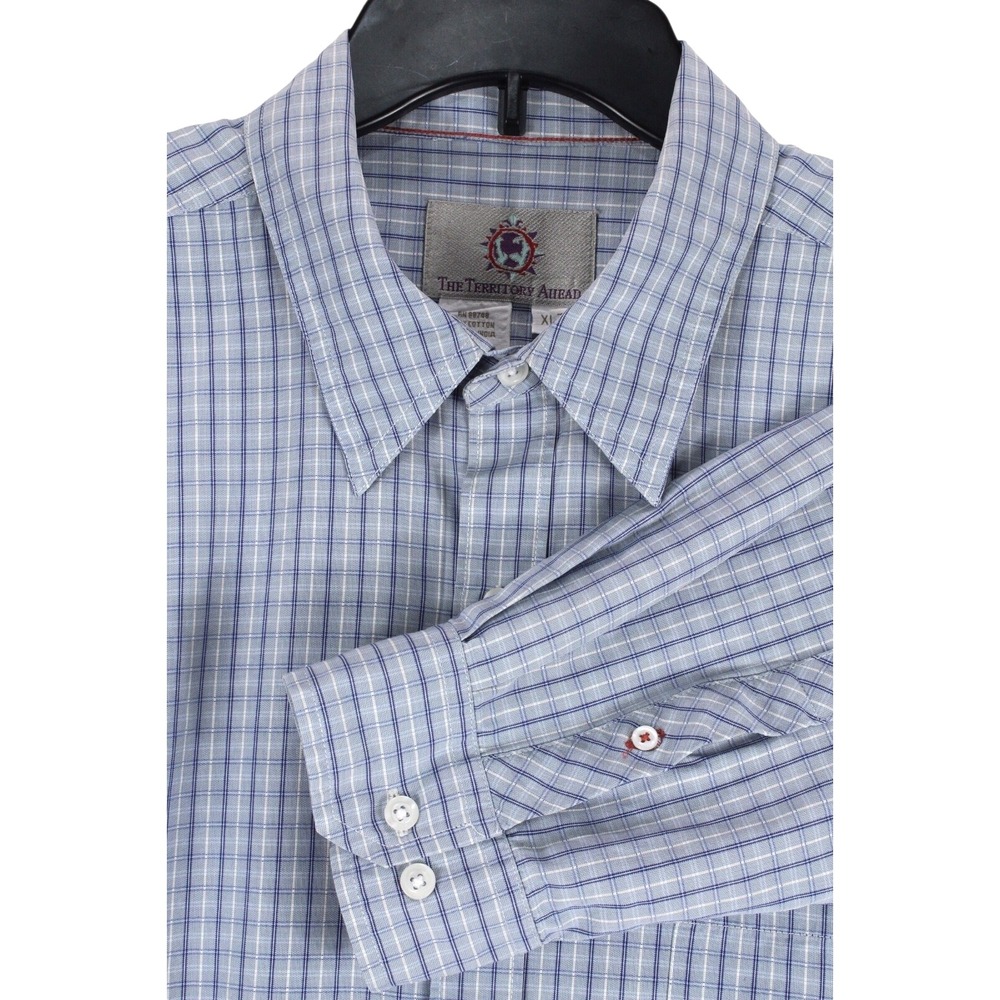 The Territory Ahead Men's Plaid Shirt Size XLT Blue Long Sleeve Button Up Cotton